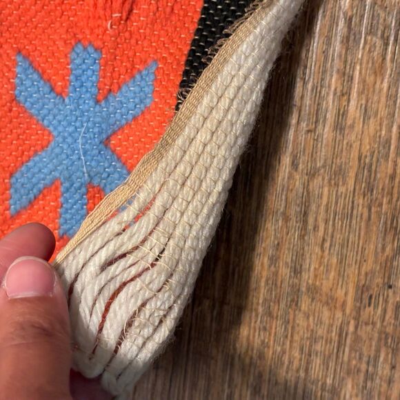 Mayan Indian Warrior w Snake Aztec Peruvian Wall Decor Wool Panel Rug Hand Woven - Picture 5 of 7